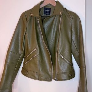 Olive Green Zara leather jacket
